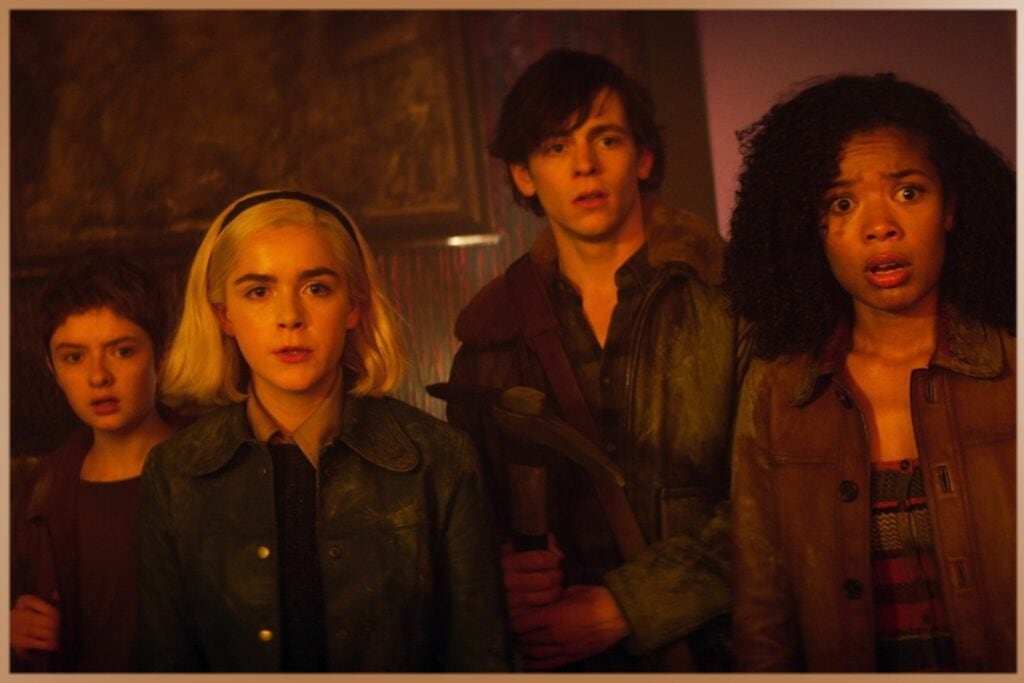 Scene from The Chilling Adventures of Sabrina series with characters