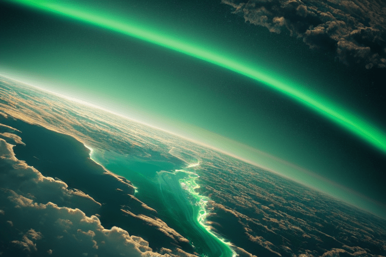 the aerth from the space the earth is green